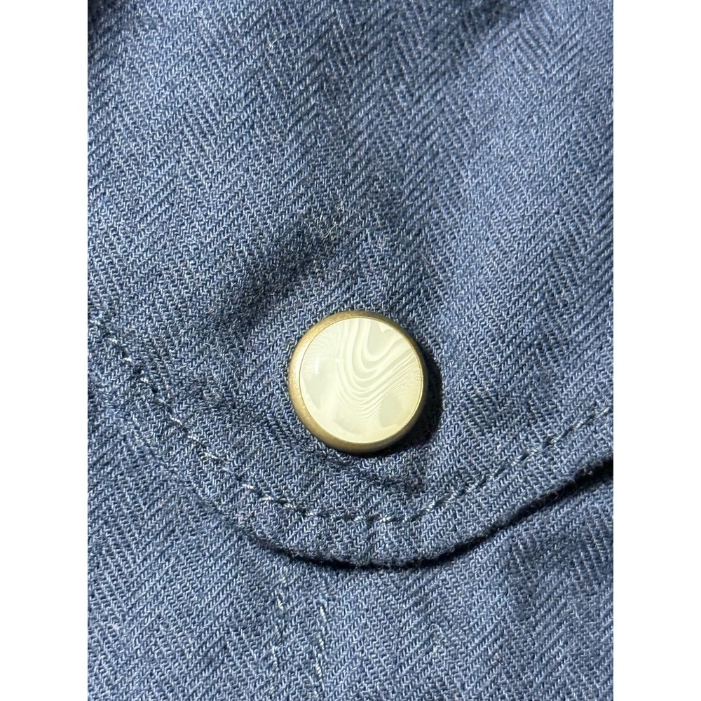 Tecovas Pearl Snap Western Shirt Mens Medium Navy Blue Long Sleeve 100% Cotton - Picture 4 of 10